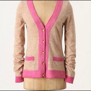 Anthropologie Pink and Beige Wool Cardigan